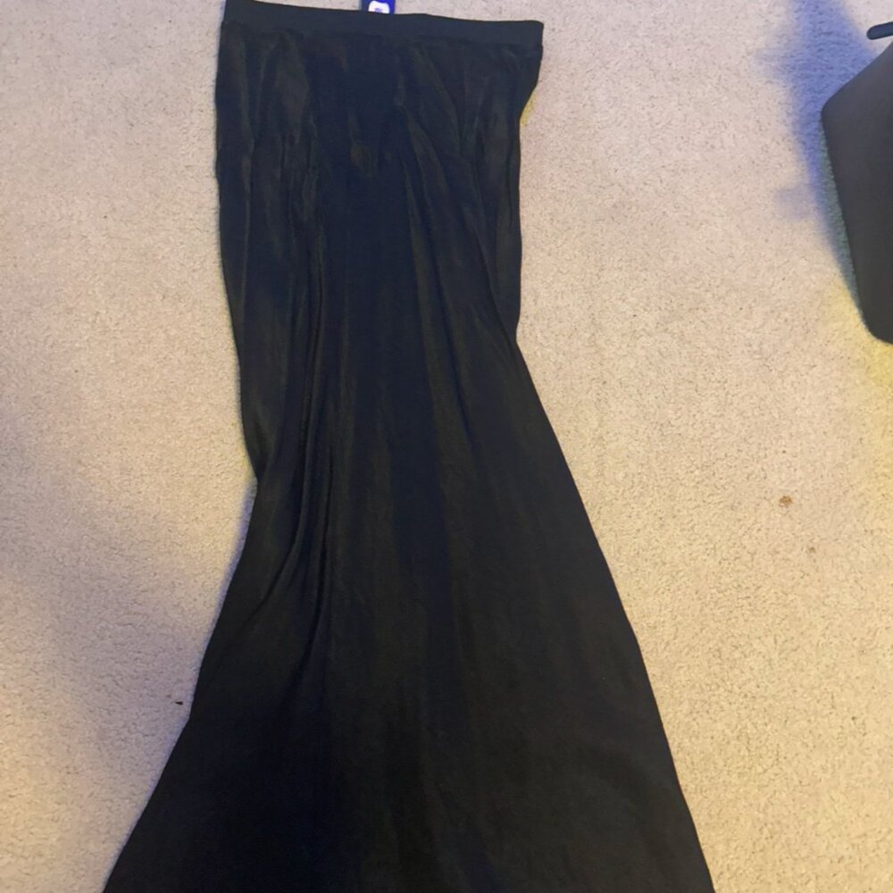 black satin skirt